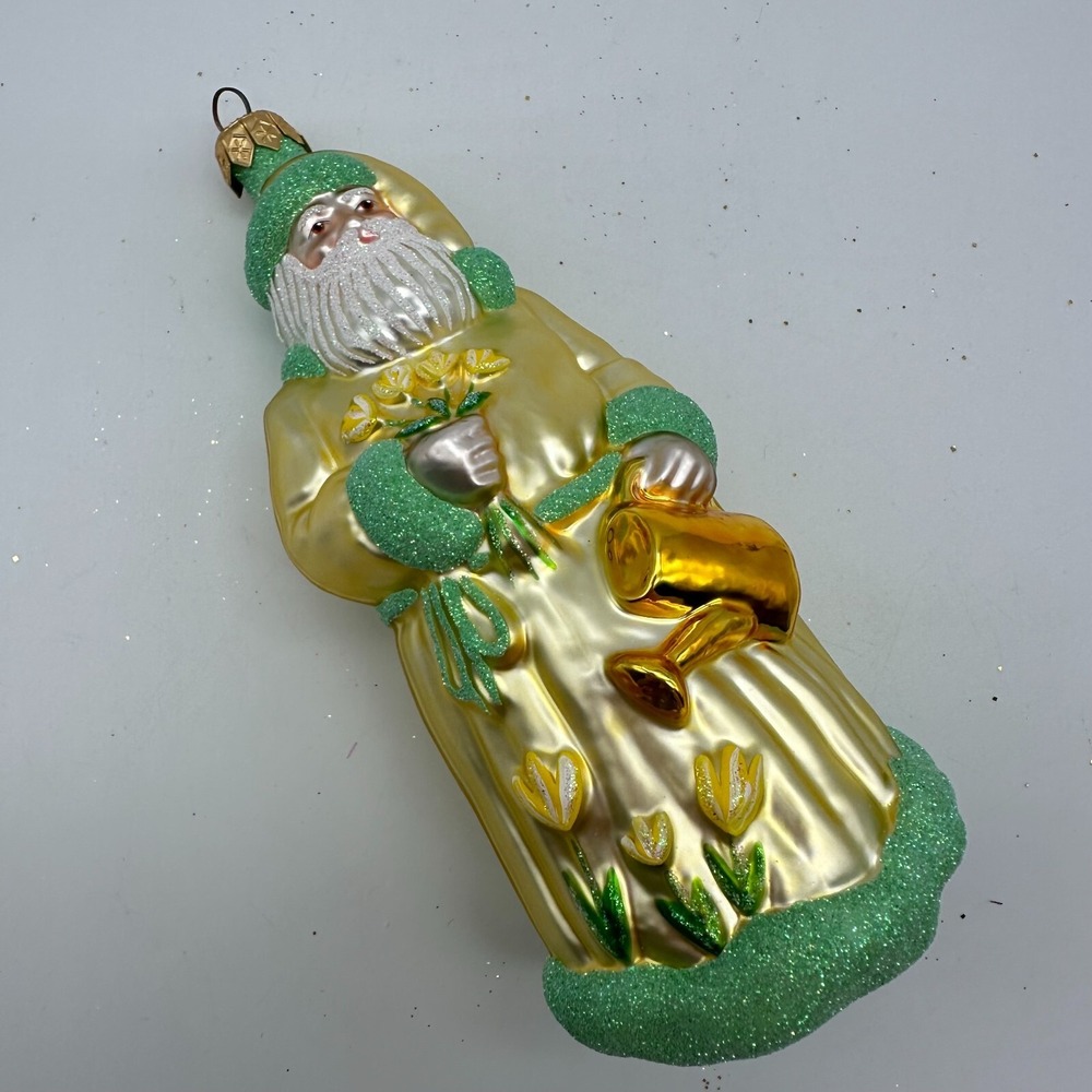 1997 Patricia Breen Santa Dreams‎ of Spring 6" Ornament Yellow Flowers